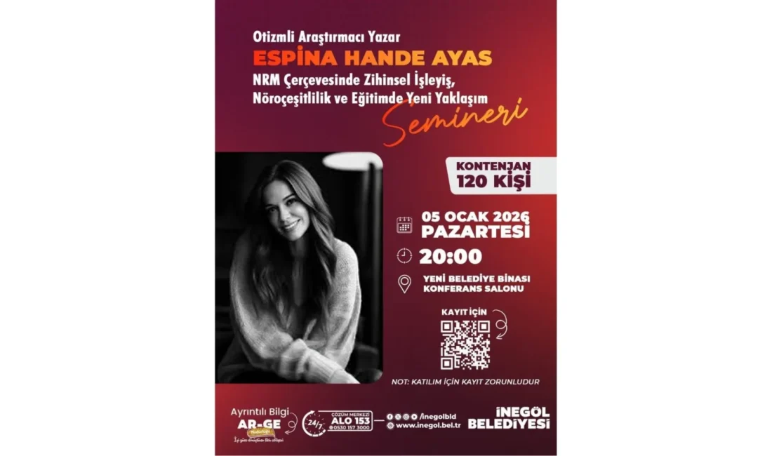 İnegöl Belediyesi organizasyonuyla Otizmli araştırmacı yazar Espina Hande Ayas’ın konuşmacı